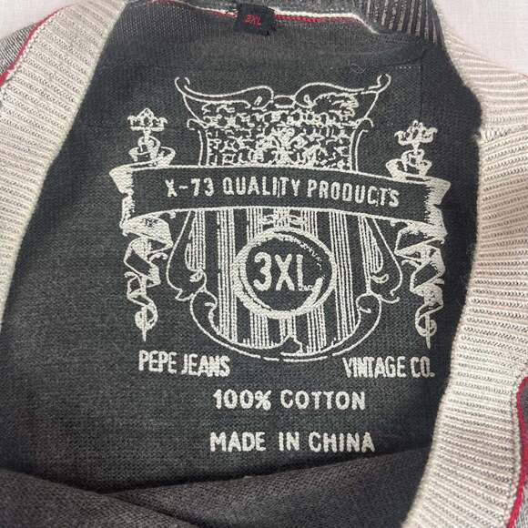 Pepe Jeans Mens 3XL Logo Long Sleeve T-Shirt Grey Y2K Rock - Picture 4 of 11